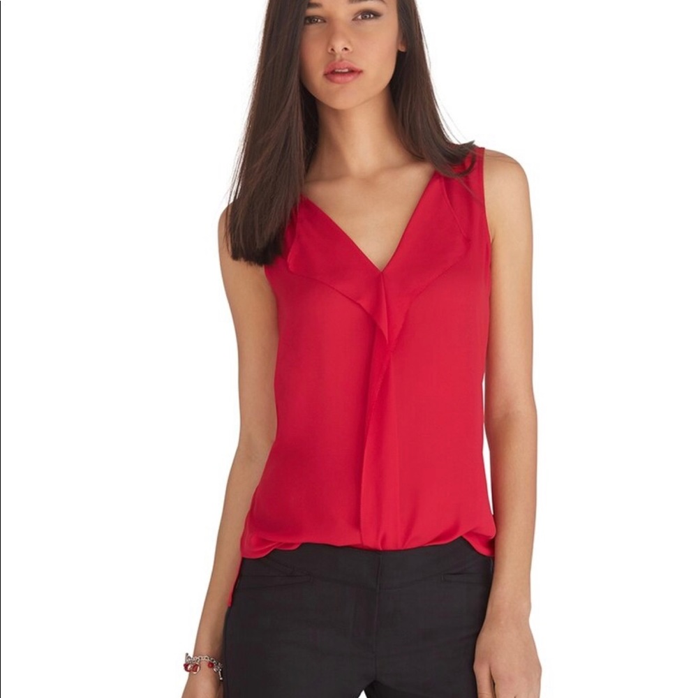White House Black Market Sleeveless Red Shell - Picture 5 of 7